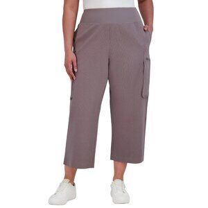 Sage Collective Women's Capri Zip Cargo Pockets Pants (Gray, X-Large)